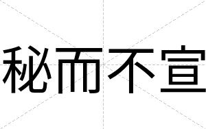 秘而不宣 秘而不宣