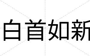 白首如新 白首如新